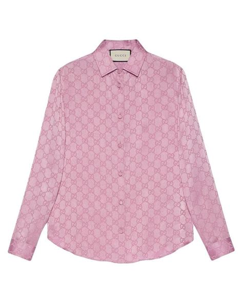 pink gucci silk shirt|gucci monogram shirt.